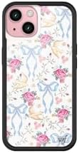 Wildflower Cases - Compatible with iPhone 15 | Protective Black Bumper, 6.5ft Drop Test Certified, Women Owned Small Business | Pink, White, Floral, Doves, Trendy, Cute | Lovey Dovey