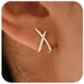 Gold/Silver Earrings for Women Trendy,14K Real Gold Plated Stud Earrings Dainty CZ Hypoallergenic Small Hoop Earrings for Women Gifts