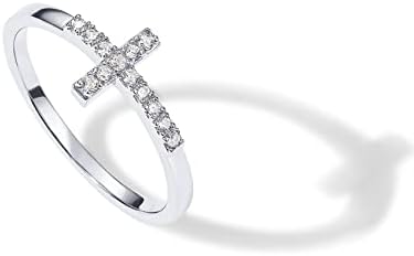 PAVOI 14K Gold Plated Cubic Zirconia Cross Ring for Women - Eternity Promise Ring for Her - Infinity Religious Wedding Band
