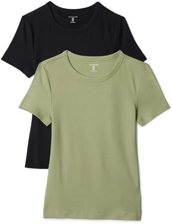 Amazon Essentials Women's Slim-Fit Short-Sleeve Crewneck T-Shirt, Pack of 2