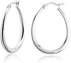 Silver Oval Hoop Earrings Hypoallergenic 14K Gold Plated Sterling Silver Lightweight Oval Hoop Earrings for Women Gilrs