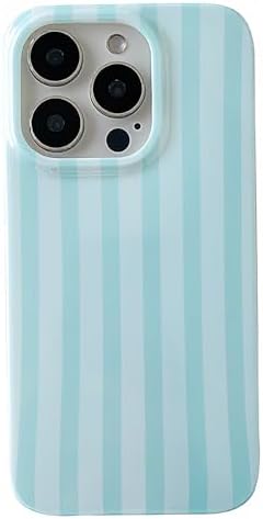 ZTOFERA for iPhone 13/14 Case with Geometric Vertical Stripes,Cute Fashion Simple Line Pattern for Women Men,Soft TPU Slim Glossy Shockproof Case Cover(Light Blue)