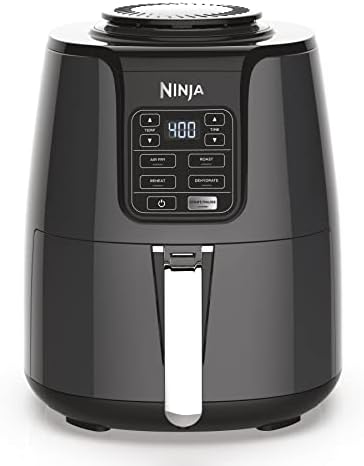 Ninja Air Fryer | 4 QT Capacity | 4-in-1 Roast, Crisp, Roast, Reheats, & Dehydrates | Dishwasher Safe Parts | 105°F-400°F | Includes 20 Easy & Healthy Recipes | 1550 watt | Grey | AF101