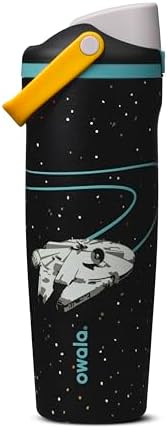 Owala Star Wars FreeSip Sway Insulated Stainless Steel Water Bottle with Two-Way Spout, Built-In Straw and Bucket Handle, School, and Sports, 30oz, BPA Free, Leak Proof, Millennium Falcon