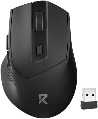Redragon Wireless Mouse, 2.4GHz Ergonomic Optical Mouse with USB Receiver, 18 Months Battery Life, 5-Level 4000 DPI, 6 Button Computer Mouse for Laptop, Windows, Mac, PC, Chromebook