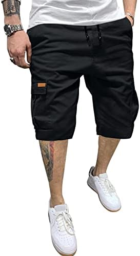 JMIERR Mens Casual Cotton Twill Cargo Shorts Drawstring Classic Chino Stretch Short with 6 Pockets