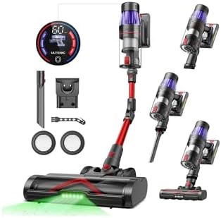 Ultenic Cordless Vacuum Cleaner, 600W 55Kpa 60Mins Vacuum Cleaners for Home, Cordless Stick Vacuum with 180°Bendable Wand, Anti-Tangle Brush, Charging Dock, Vacuum for Pet Hair/Carpet/Floor/Car