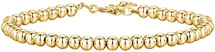 PAVOI 14K Gold Plated Beaded Bracelet for Women | Stackable Gold Bead Bracelet | Adjustable Dainty Gold Jewelry