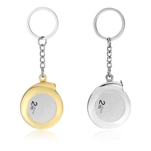 2 Pcs Mini Keychain Tape Measure, 6FT Inch/Metric Small Tape Measure, Retractable Measuring Tape Portable Pocket Measurement Tape for Engineer, Home Use