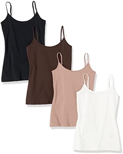Amazon Essentials Women's Slim-Fit Camisole for Layering and Everyday Wear, Pack of 4