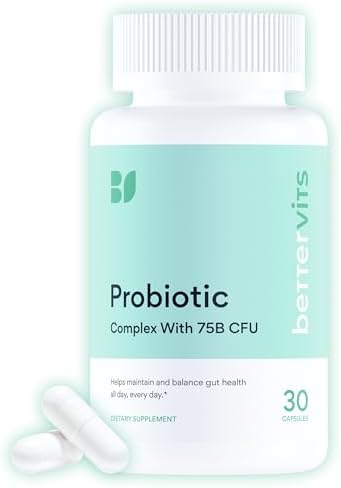 Bettervits Probiotics for Women & Men – 75 Billion CFU | Digestive Health and Gut Support Prebiotic | 14 Clinically Studied Strains with Vitamin B12, Lactobacillus and Inulin Fiber | 30 Capsules