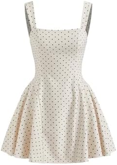 CIDER Womens Polka Dot Going Out Dress Cute Summer Date Night Square Neck Sleeveless Mini Dress