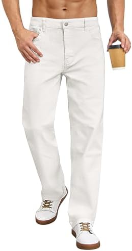 Men's Regular Fit Stretch Jeans Straight Leg 5-Pocket Classic Comfort Flex Denim Pants