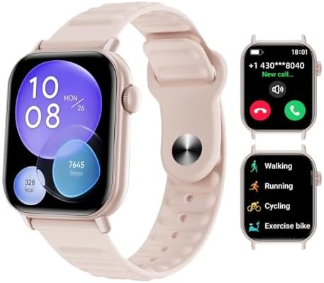 Smart Watch Sports Pedometer, Fitness Tracker Bluetooth Call Heart Rate Blood Oxygen Sleep Monitor, 100 Sports Modes Waterproof for iOS Android Men's Women's Smart Watch (Pink)