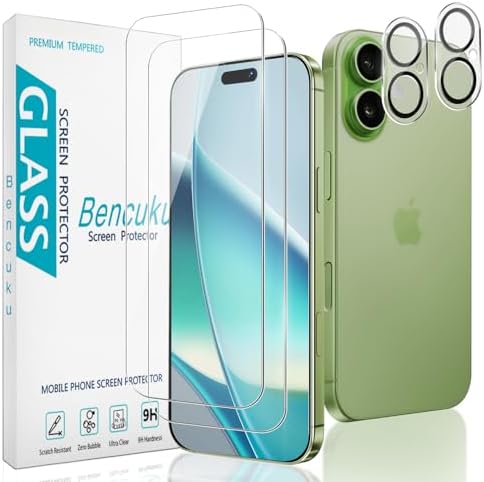 2 Pack Screen Protector for iPhone 17 (6.3 Inch) with 2 Pack Camera Lens Protector, 9H Tempered Glass, Anti Scratch, Bubble Free
