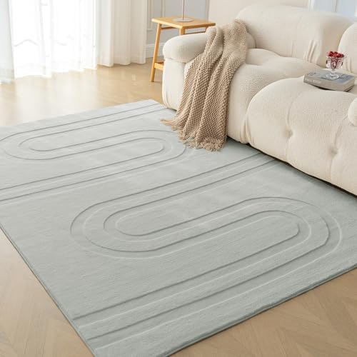 Amazon Basics Indoor Area Rugs, Soft-Touch Washable Home Decor Carpet for Living Room Bedroom, 6' L × 4' W, Modern Grey