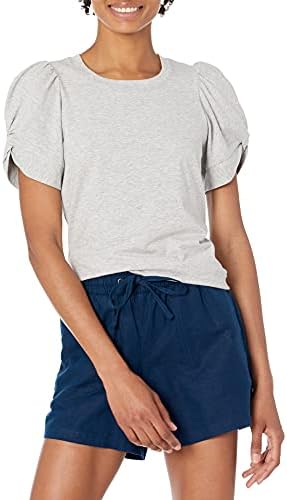 Amazon Essentials Women's Regular-Fit Twist Puff Sleeve Crewneck T-Shirt