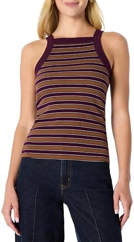 Amazon Essentials Women's Slim-Fit Stretch Rib High-Neck Tank with Consistent Stretch