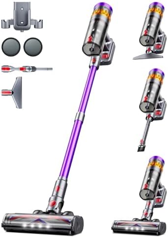 Cordless Vacuum Cleaner, 600W 50Kpa 70 Mins Cordless Stick Vacuum, Self-Standing Wireless Vacuum with Touch Screen, Charging Dock, Anti-Tangle Rechargeable Vacuum Cleaners for Home/Pet Hair/Carpet