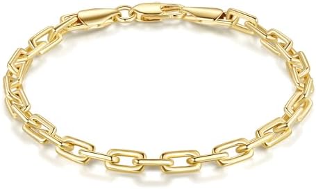 14K Gold Bracelet for Women 14K Gold Bracelets for Women Trendy Paperclip Bracelet for Womens Clean Oval Links Mens Bracelets