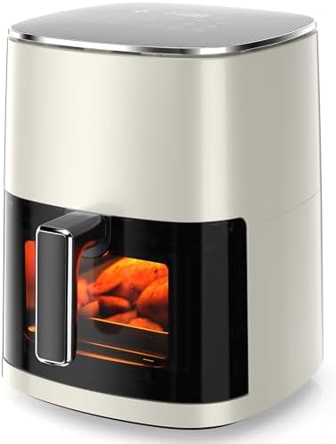 Air Fryer, 6QT Square Airfryer with Visual Window, 400°F Fast Heating Air Fryers Oven with Timer, Auto-Off, Non Toxic & Non Stick, Multiple 12 Modes for Roast, Bake, Dehydrate, Fry, Reheat
