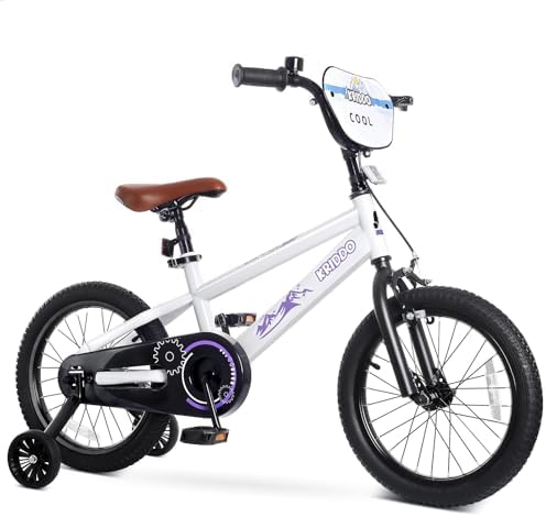 KRIDDO 14-16 Inch Kids Bike for Ages 3–8, Boys and Girls Bicycle with Removable Training Wheels, Bicycle for Kids with Hand Brake & Coaster Brake, Adjustable Height, DIY Name Plate