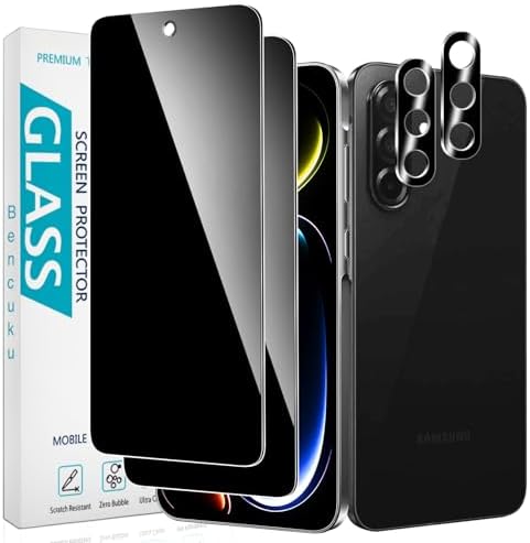 (2+2 Pack) Privacy Screen Protector for Samsung Galaxy A37 / A57 5G with Camera Lens Protector 9H Tempered Glass Anti-Scratch Bubble Free Case Friendly