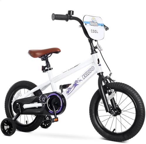 KRIDDO 14-16 Inch Kids Bike for Ages 3–8, Boys and Girls Bicycle with Removable Training Wheels, Bicycle for Kids with Hand Brake & Coaster Brake, Adjustable Height, DIY Name Plate