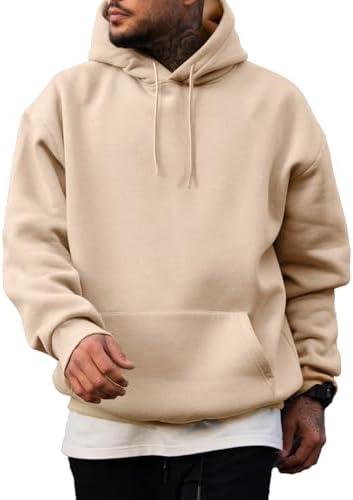 JMIERR Mens Casual Cotton Hooded Collar Drawstring Hoodies Pullover Sweatshirts Casual Long Sleeve Shirts