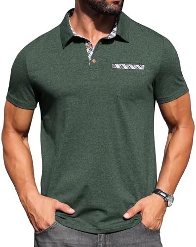 Sailwind Men's Polo Shirts Lightweight Short Sleeve Casual Cotton T-Shirt Summer Button Collared Golf Tee with Pocket