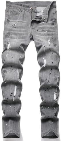 XIMXIMMTIAN Mens Slim Fit Jeans Stretch Ripped Biker Jeans for Men Fashion Straight Comfort Flex Waist Casual Denim Pants