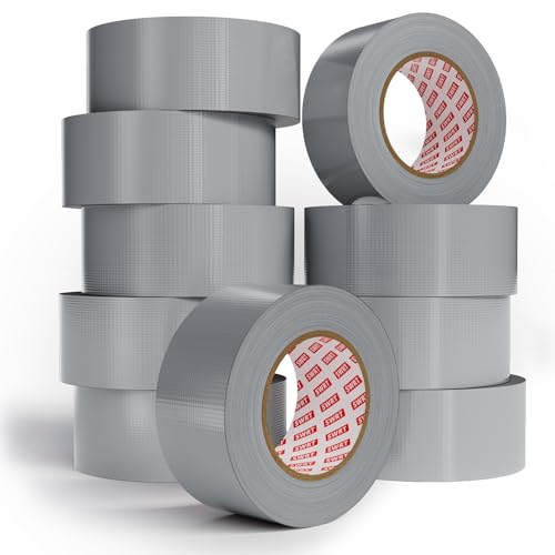 SWRT 9 Mil 10-Pack Silver Heavy Duty Duct Tape Strong Adhesive, 2 in x 30 YD (Total 300YD) Duct Heavy Duty Waterproof All Weather Gray Duct Tape No Residue Sealing & Patching for Indoor&Outdoor Repair