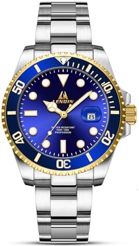 LN LENQIN Mens Watches Stainless Steel Waterproof Analog Quartz Watch for Men with Date Luminous Fashion Wristwatch