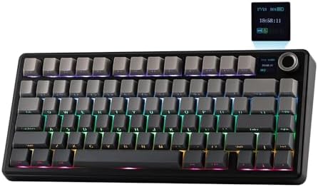 EPOMAKER X Aula F75 MAX Wireless Mechanical Keyboard with TFT Screen and Knob, Gasket Gaming Keyboard in 75% Layout, Hot Swappable, RGB Backlight, for PC/Mac/Linux (Black Gradient)