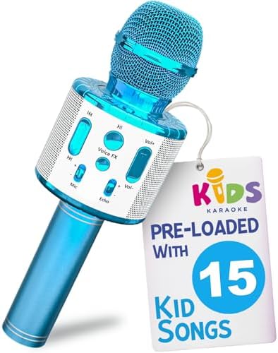 Move2Play, Kids Karaoke Microphone | Includes Pre-Loaded Songs & Bluetooth | Kids Birthday Party Gift | Toy for All Ages 2, 3, 4, 5, 6+ Year Old Girls, Boys & Toddlers