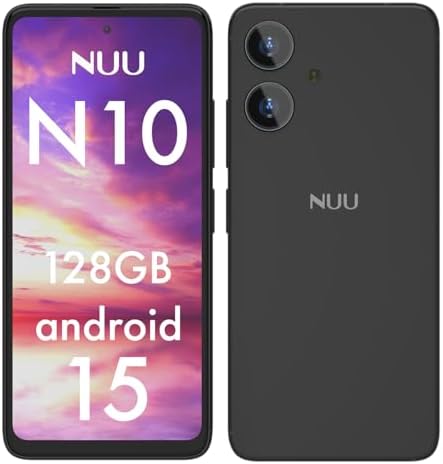 NUU N10 Basic Cell Phone for T-Mobile, Mint, Metro, Qlink, Tello and More 4GB/128GB, Perfect for Teenagers, Dual SIM 4G, Octa-Core 6.6" 90Hz HD+, Unlocked Phones Android Phone 15, US Warranty (Black)