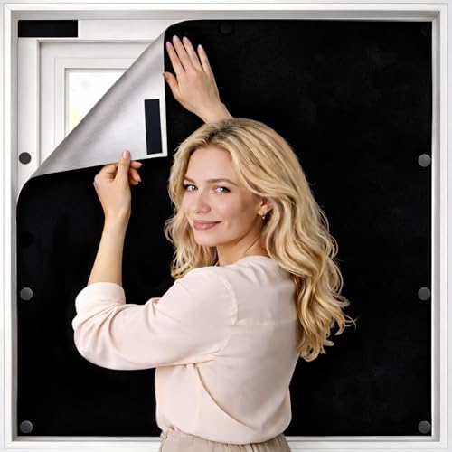 FINDMAG 100% Blackout Curtains for Bedroom, Magnetic Black Out Window Cover, 57" x 39" Portable No Drill Blinds for Windows for Theater Room, Home, Dorm, RV & Skylight, 420D Oxford Fabric