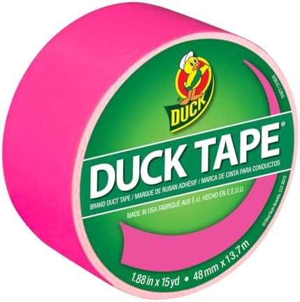 Duck Brand 1265016 Color Duct Tape, Neon Pink, 1.88 Inches x 15 Yards, Single Roll