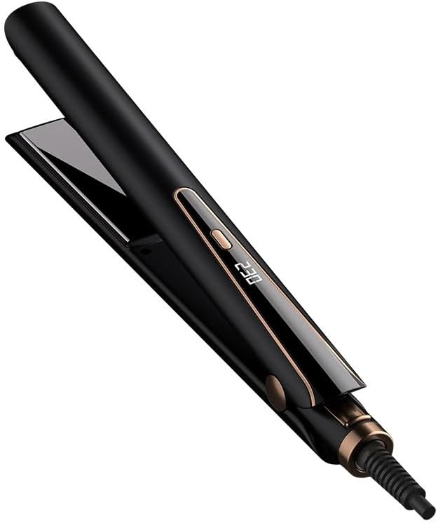2026 Upgraded 2-in-1 Hair Straightener & Curler, High-Concentration Negative Ionic & 3D Floating Plates, 5 Heat Settings (150°C–230°C) with Digital Display, Black