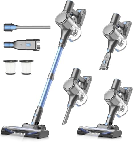 Zefiro Cordless Vacuum Cleaner for Home,450W /40Kpa 50Mins Stick Vacuum,Anti-Tangle 1.5L Dust Cup, Rechargeable Wireless Handheld Vacuum for Pet Hair/Carpet/Floor