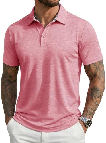 MAGCOMSEN Men's Short Sleeve Polo Golf Shirts 3-Button Moisture Wicking Athletic T-Shirts Casual Collared Shirt