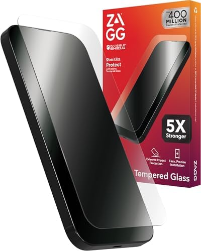 ZAGG Glass Elite iPhone 15 Pro Screen Protector - 5X Stronger with Reinforced Edges, Scratch & Smudge-Resistant Surface, InvisibleShield, Easy to Install