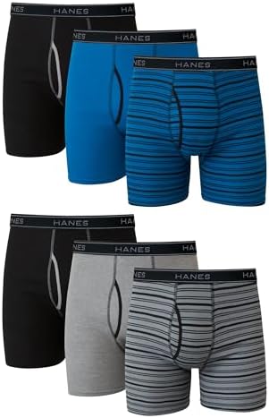 Hanes mens Underwear Boxer Briefs Pack, Cool & Breathable Cotton Moisture-wicking Underwear for Men, No Ride Up
