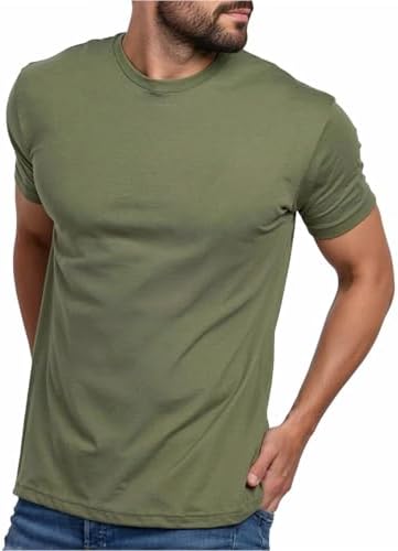 INTO THE AM Mens T Shirts Soft Cotton Blend Crew Neck Tee S - 4XL Athletic Fit Plain Casual T-Shirt for Men