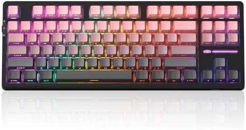 MageGee LIGHT87 Wireless Creamy Keyboard, Gasket Structure, RGB Backlit, 2.4G/USB-C/BT5.0 Hot Swappable Mechanical Gaming Keyboard for Win/Mac/PC, 8000mAh Battery, Side Printed PBT Keycaps, Pink