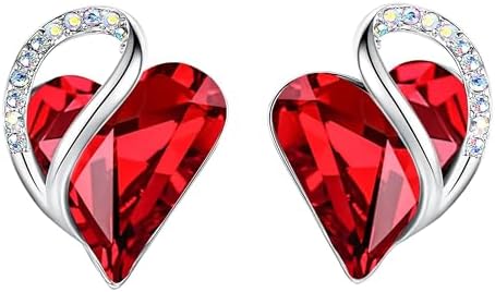 Leafael Infinity love Heart Birthstone Stud Earrings for Women, Mothers Day Gifts for Mom, Wife, and Her, Silver Plated Birthday Jewelry