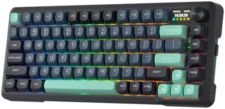 Redragon K724 PRO Wireless Gasket Gaming Keyboard w/Hype Screen & Knob, 81-Key Mechanical Keyboard, Easy-Control 1.14’’ TFT Info Display, 5-Layer Noise Dampening, Custom Linear Switch, Dark Jade Color