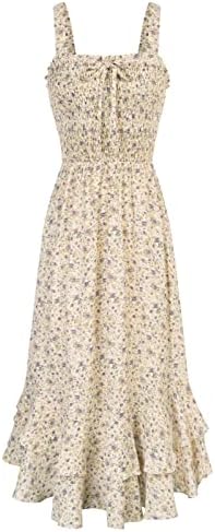 GRACE KARIN Women's 2026 Summer Floral Boho Dress Square Neck Strapped Swing A Line Sundress Beach Long Maxi Outfits
