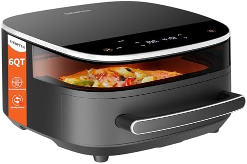 Large Air Fryer 6QT, 11-in-1 Fast Cooking Air Fryer with Top & Bottom Heating, No Flip Needed, Quiet 50dB, Family Size Digital Air Fryer for Healthy Meals, Fits a 12" Pizza or Steaks