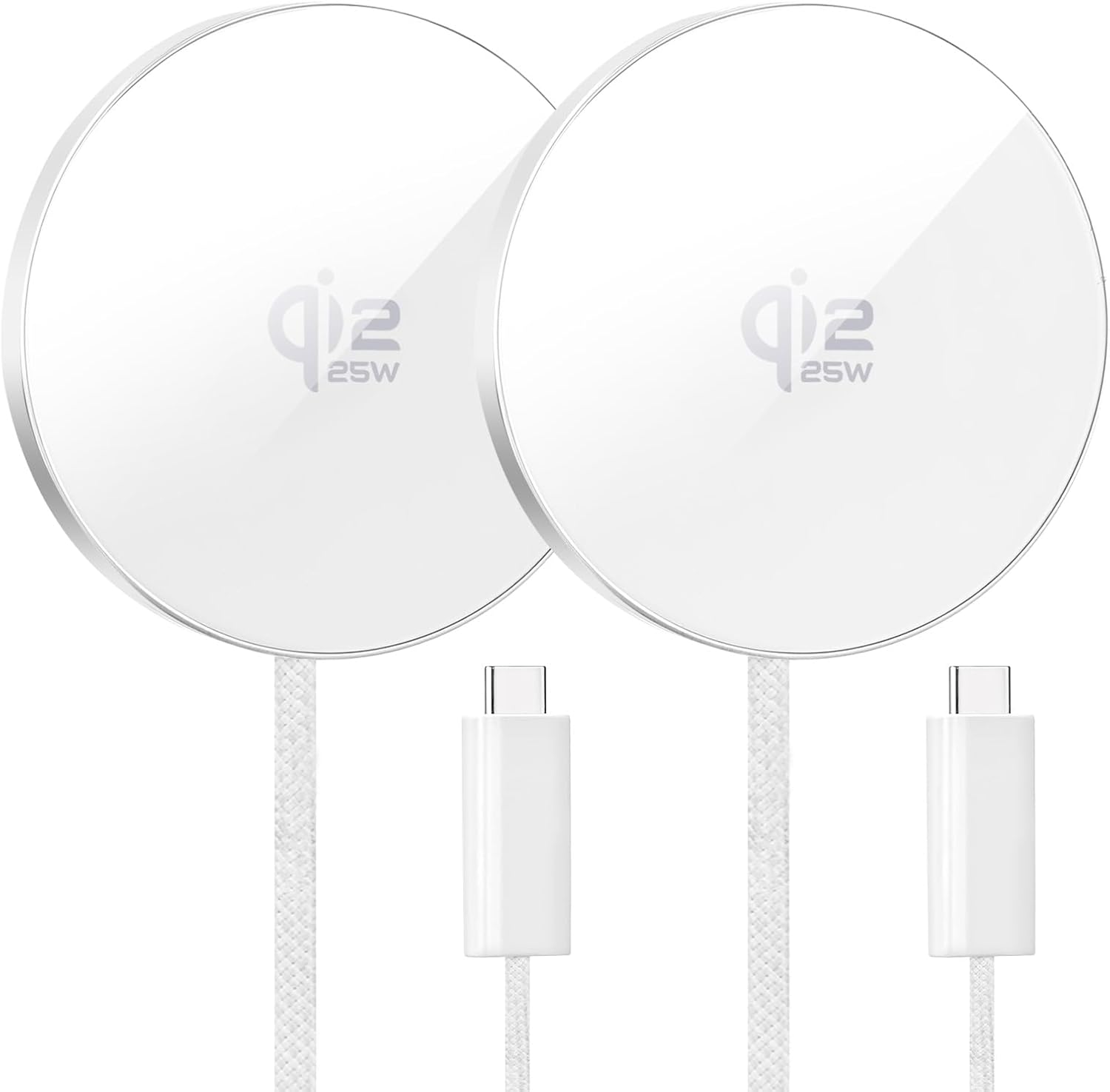 Magnetic Wireless Charger 2Pack 25W Qi2 for Magsafe Charger for iPhone 17\/16\/15\/14\/13\/12Pro Max, Air pods 4-2Pro, Samsung Galaxy, Google Pixel, and More, Lightweight for Travel Home Office Desk(W
